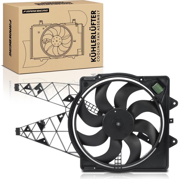 Frankberg 1X Radiatore Motore Monoventola Con Telaio Ventola Radiatore Fiat Grande Punto Van Punto 1.3L 1.4L-image