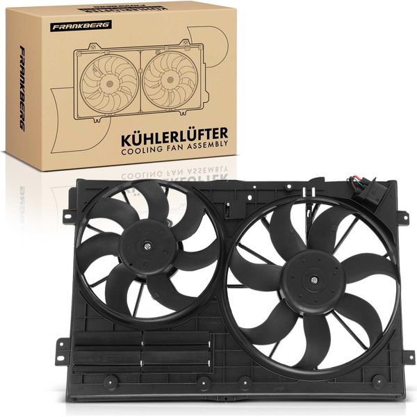 Frankberg 1X Radiatore Motore Doppia Ventola Con Telaio Ventola Radiatore Vw Golf V Vi Passat Touran Audi A3 8P1 Skoda-image