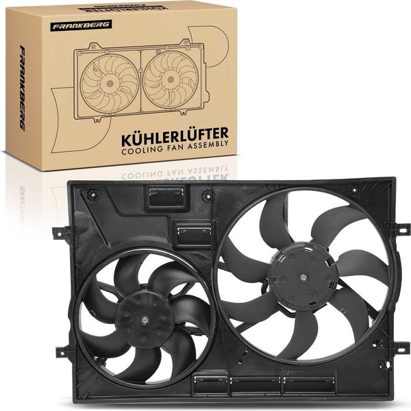 Frankberg 1X Radiatore Motore A Doppia Ventola Con Telaio Ventola Radiatore Vw Golf Passat Audi A3 Tt Seat Skoda-image