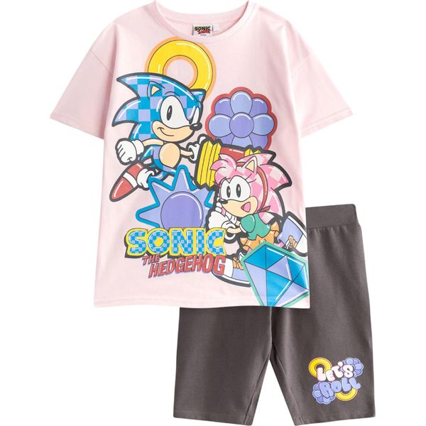 Sonic The Hedgehog - Maglietta E Pantaloncini Da Bambina NS9021 (140) (Rosa)-image