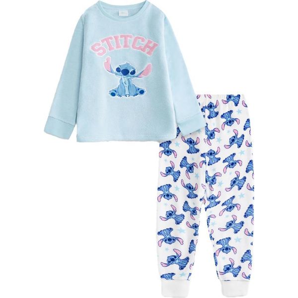 Lilo & Stitch - Pigiama Con Pantaloni Lunghi Per Bambina NS9402 (128) (Blu/Bianco)-image