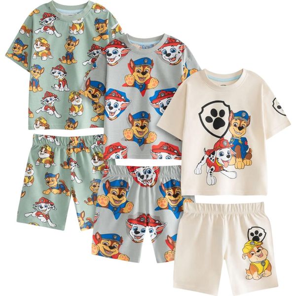 Paw Patrol - Pigiama "Pups"" Con Pantaloncini Da Bambino, Manica Corta NS9300 (110) (Verde Chiaro/Grigio/Crema)"-image