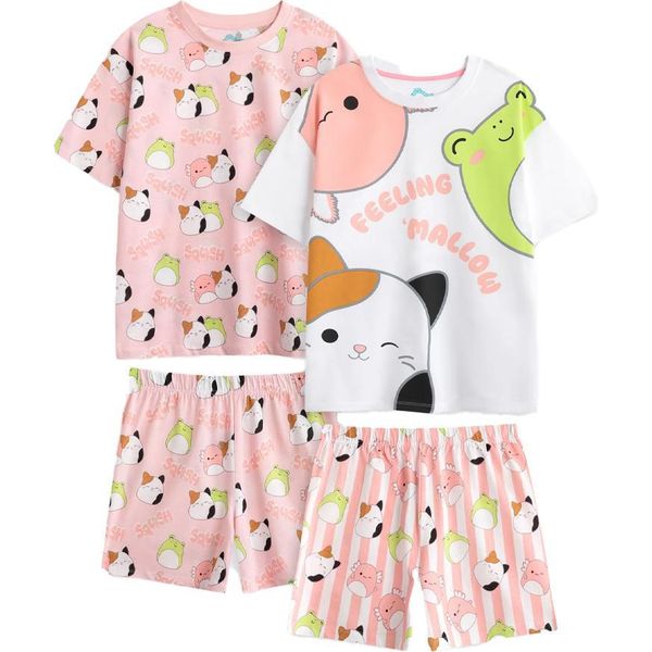 Squishmallows - Pigiama "Feeling Mallow"" Con Pantaloncini Per Bambina (Confezione Da 2) NS9393 (140) (Rosa)"-image
