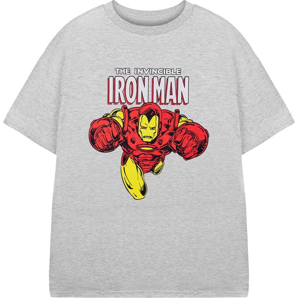 Iron Man - Maglietta "The Invincible"" Da Bambino, Manica Corta NS9125 (116) (Grigio Screziato)"-image