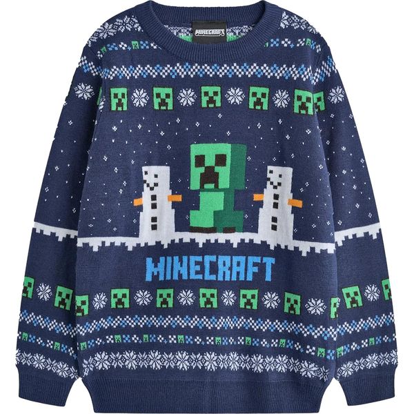 Minecraft - Maglione Per Ragazzi, Design Natalizio NS9071 (158-164) (Blu)-image