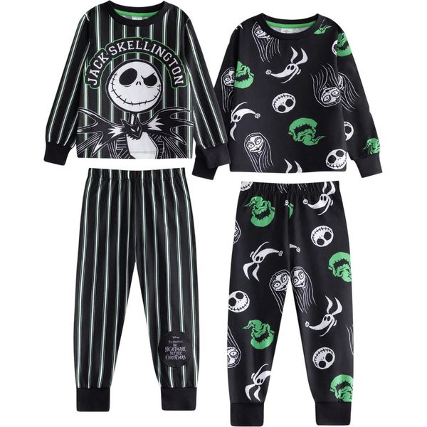 The Nightmare Before Christmas - Pigiama Con Pantaloni Lunghi Per Bambini (Confezione Da 2) NS9465 (128) (Nero)-image