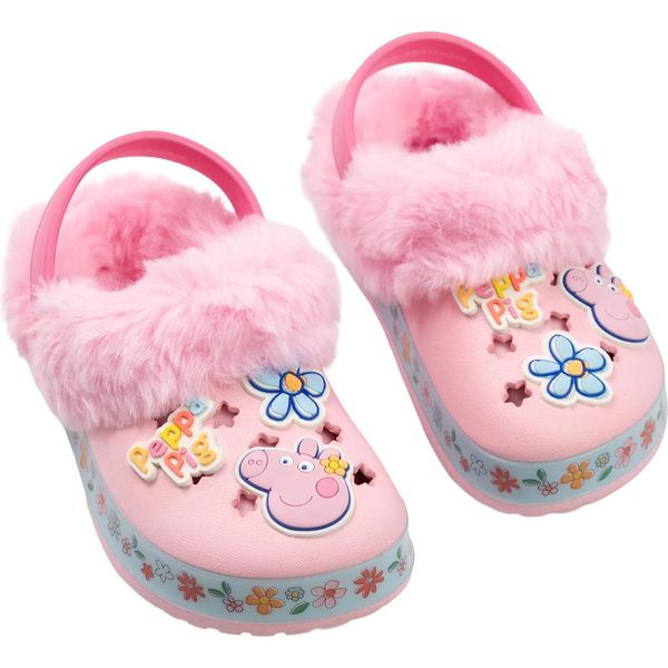 Peppa Pig - Zoccoli A Fiori Per Bambine, Foderati Di Pelliccia NS9612 (24 Eu) (Rosa)-image