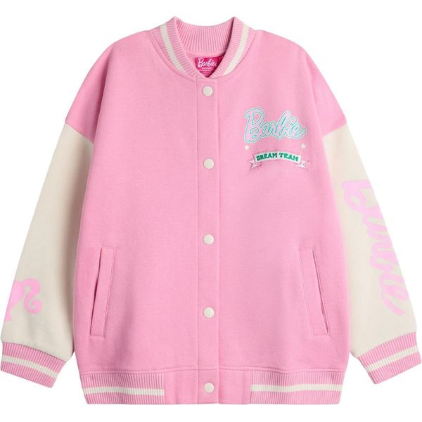 Barbie - Giacca Varsity "Dream Team"" (Stile College Americano) Per Bambina NS9251 (104) (Rosa)"-image