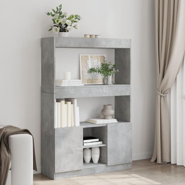 Maison Exclusive - Credenza Grigio Cemento 92X33X140 Cm In Legno Multistrato-image