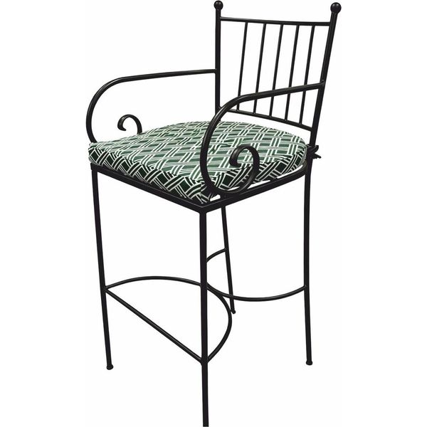Casa Padrino Sedia Da Bar In Ferro Battuto Liberty Con Braccioli Nero/Verde H. 117 Cm-image