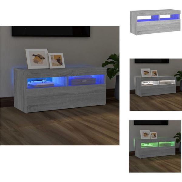 Vidaxl Mobile Tv Con Luci Led Grigio Sonoma 90X35X40 Cm - Mobili Tv-image
