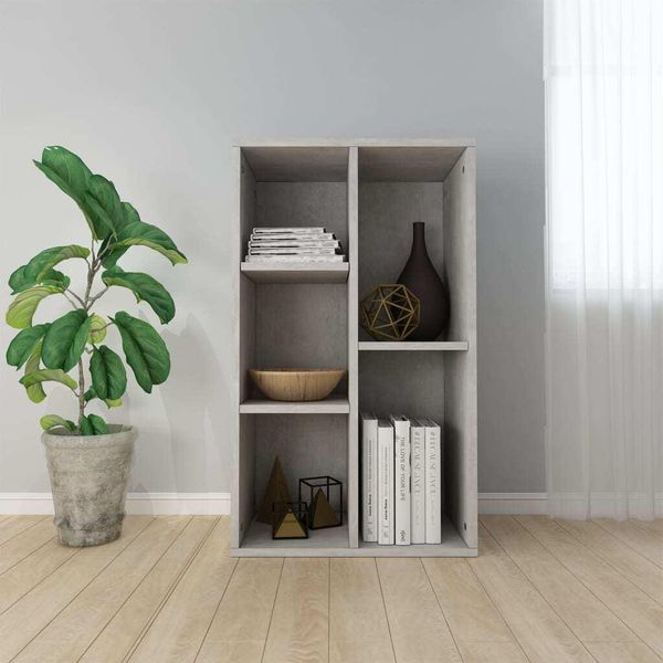 The Living Store Libreria/Scrivania Cemento Grigio 50X25X80 Cm Materiale Legno-image