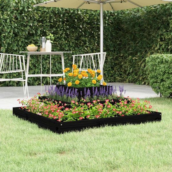 Maison Exclusive - Vaso Da Fiori Nero 80X80X27 Cm In Legno Massello Di Pino-image
