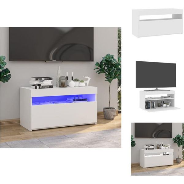 Vidaxl Mobile Tv Con Luci Led Bianco Lucido 75X35X40 Cm - Mobili Tv-image