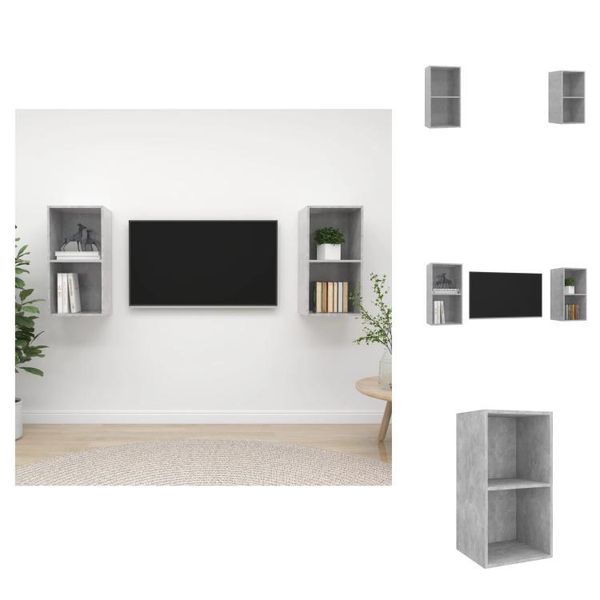 Vidaxl Mobili Tv A Parete 2 Pz. Materiale A Base Di Legno Grigio Cemento - Mobili Tv-image