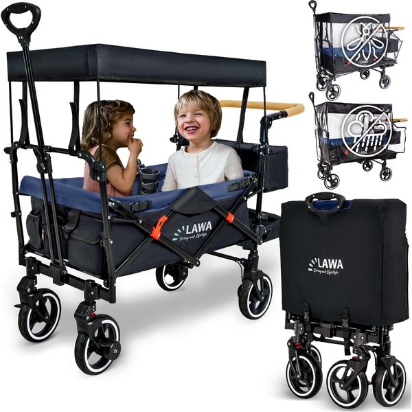 Carretto Con Tetto Per Bambini Protezione Dalla Pioggia Protezione Dagli Insetti Ruote Piroettanti Con Freno Estensibile 80 Kg Carretto Pieghevole-image