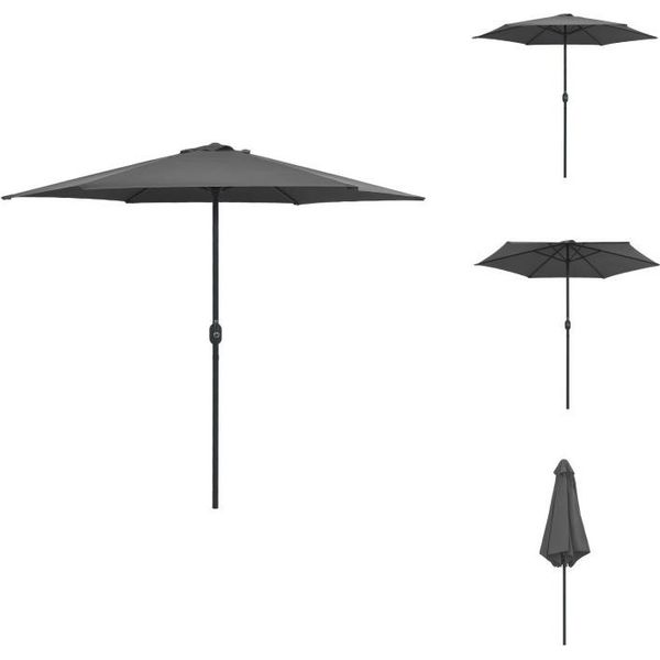 Vidaxl Ombrellone Con Palo In Alluminio 270 X 246 Cm Antracite - Ombrelloni E Tende Da Sole-image