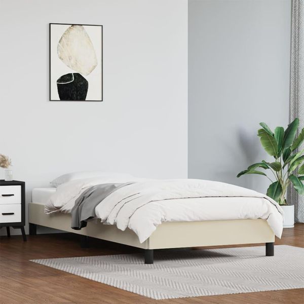 The Living Store Rete Da Letto Crema 100X200 Cm In Pelle Finta-image