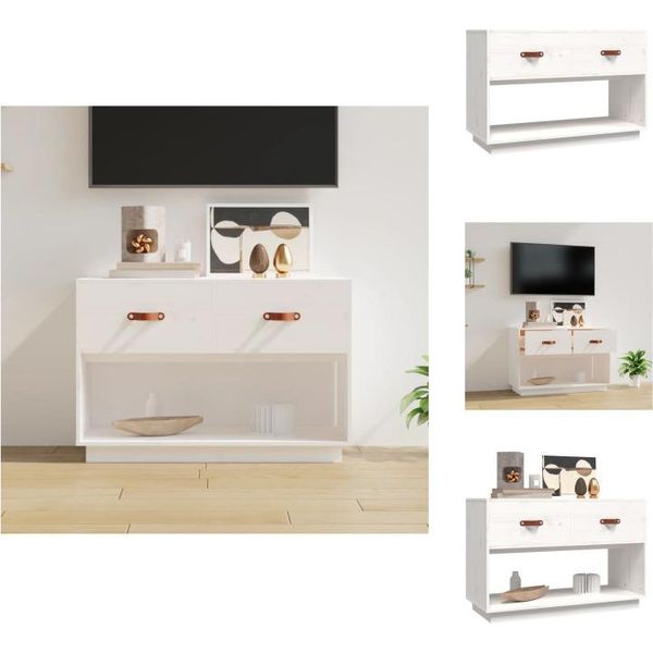 Mobile Tv Vidaxl Bianco 90X40X60 Cm In Legno Di Pino Massiccio - Mobili Tv-image