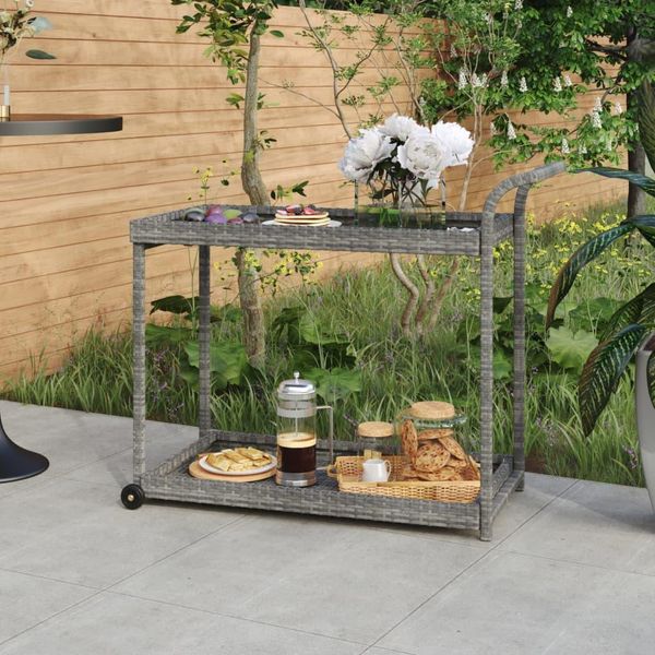 The Living Store Barwagen Grau 100X45X83 Cm Poly Rattan-image