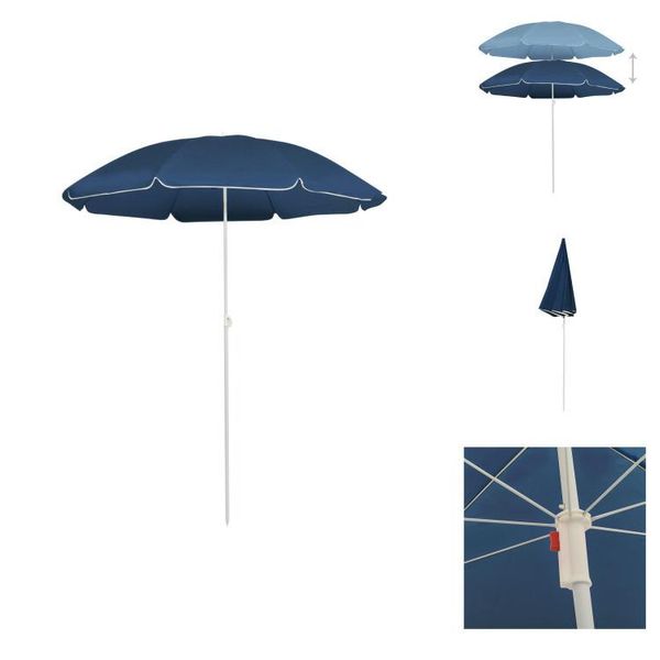 Vidaxl Ombrellone Con Palo In Acciaio Blu 180 Cm - Ombrelloni E Tende Da Sole-image