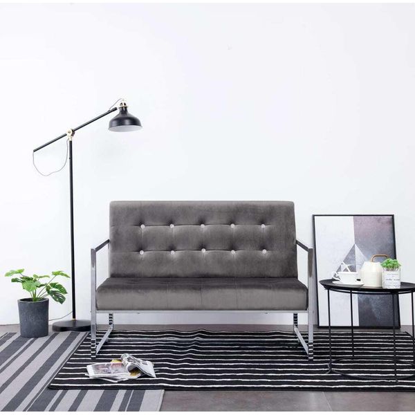 Maison Exclusive - Divano A 2 Posti Con Braccioli Grigio Scuro Cromato E Velluto-image