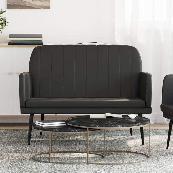 The Living Store Panca Nera 107X80X81 Cm In Pelle Finta-image