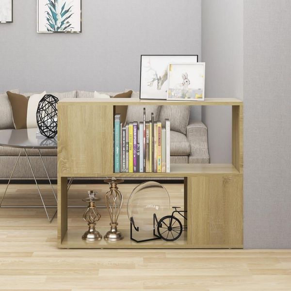 The Living Store Mobile Tv Rovere Sonoma 80X24X63 Cm Materiale Legno-image