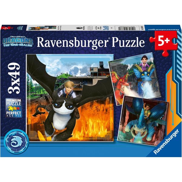 Ravensburger Dragons: Die 9 Welten, Puzzle, Kinderpuzzle, Legespiel, 3 X 49 Teile, 05688-image