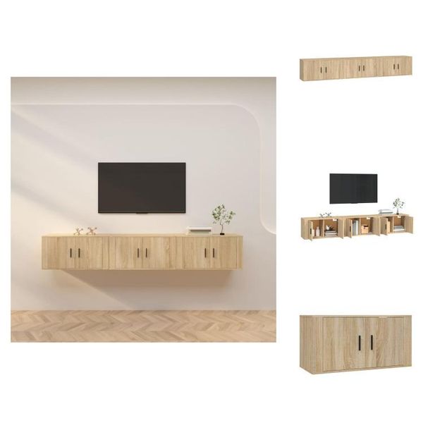 Vidaxl Pareti Tv 3 Pezzi Rovere Sonoma 80X34,5X40 Cm - Mobili Tv-image