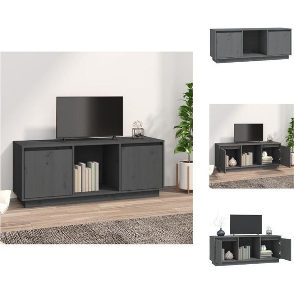Mobile Tv Vidaxl Grigio 110,5X35X44 Cm In Legno Di Pino Massiccio - Mobili Tv-image