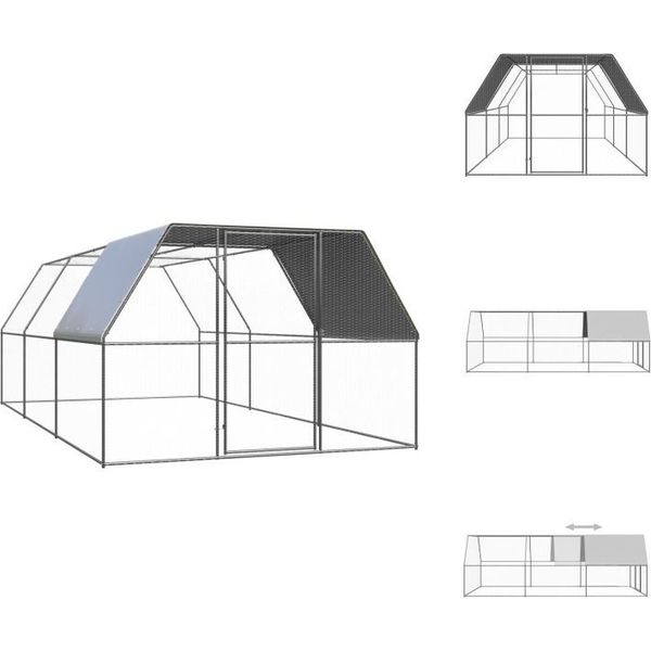 Vidaxl Gabbia Per Polli Da Esterno 3X6X2 M Acciaio Zincato - Habitat E Recinti Per Piccoli Animali-image