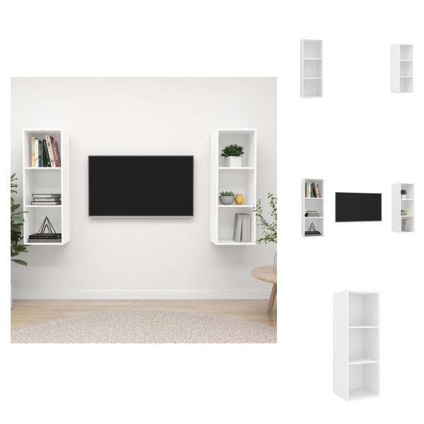 Vidaxl Mobili Da Parete Per Tv 2 Pz. Materiale Bianco A Base Di Legno - Mobili Tv-image