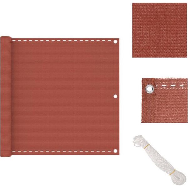 Vidaxl Schermo Privacy Per Balcone Rosso Terracotta 90X600 Cm Hdpe - Ombrelloni E Tende Da Sole-image