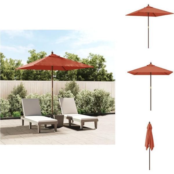 Vidaxl Ombrellone Con Palo In Legno Terracotta 198X198X231 Cm - Ombrelloni E Tende Da Sole-image