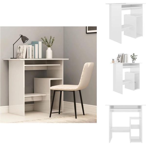 Vidaxl Scrivania Bianca Lucida 80X45X74 Cm In Legno - Scrivanie-image