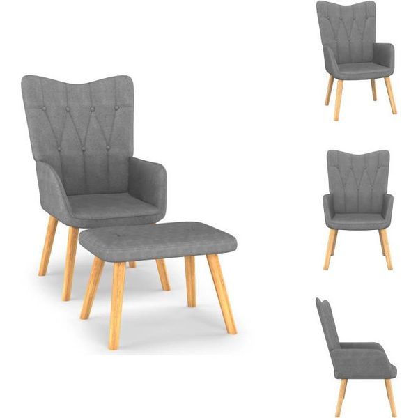 Vidaxl Poltrona Relax Con Sgabello In Tessuto Grigio Scuro - Poltrona-image