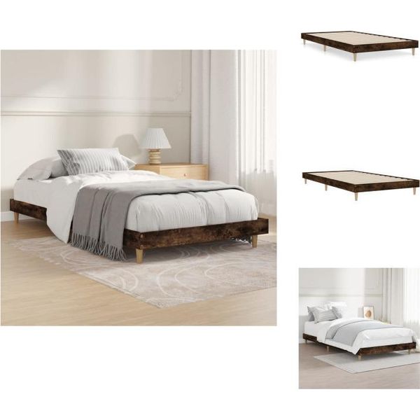Vidaxl Struttura Letto In Rovere Affumicato 90X200 Cm Materiale A Base Di Legno - Letti E Strutture Letto-image