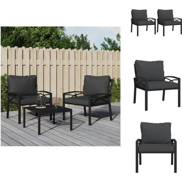 Vidaxl Sedie Da Giardino Con Cuscini Grigi 2 Pezzi 68X76X79 Cm In Acciaio - Elementi Per Divani Da Giardino-image