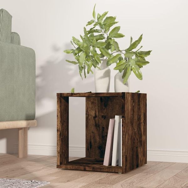 The Living Store Tavolino In Rovere Fumé 33X33X34,5 Cm Materiale In Legno-image