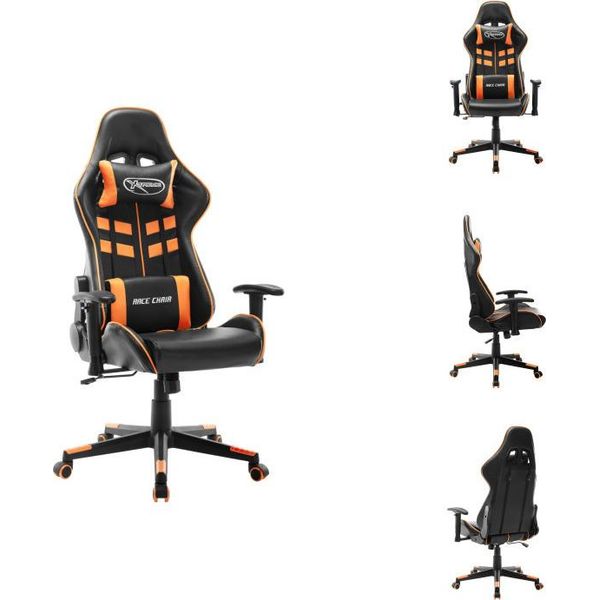 Vidaxl Sedia Da Gioco In Ecopelle Nera E Arancione - Sedia Da Gioco-image