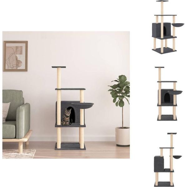 Vidaxl Albero Tiragraffi Con Graffiatoi In Sisal Grigio Scuro 132 Cm - Alberi Tiragraffi-image