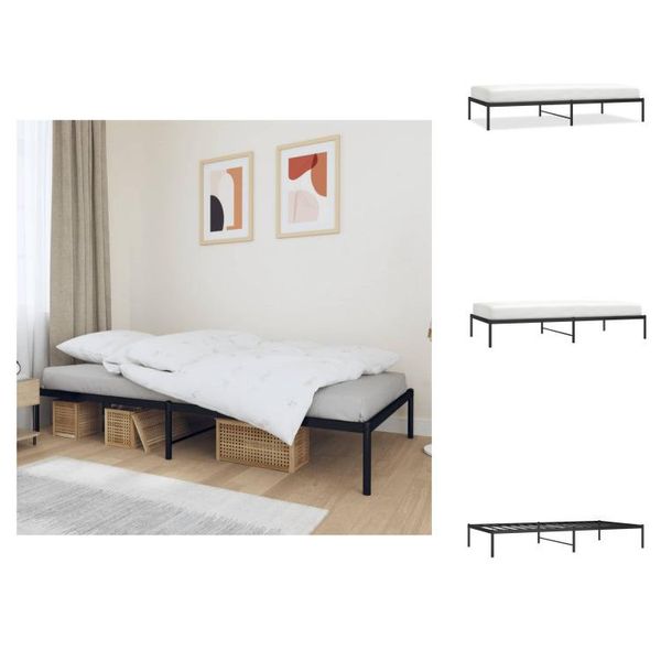 Vidaxl Struttura Letto In Metallo Nero 107X203 Cm - Letti E Strutture Letto-image