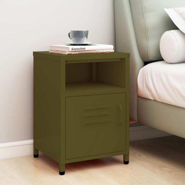 Maison Exclusive - Comodino Verde Oliva 35X35X51 Cm Acciaio-image