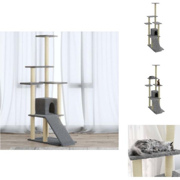Vidaxl Albero Tiragraffi Con Graffiatoi In Sisal Grigio Chiaro 155 Cm - Alberi Tiragraffi-image