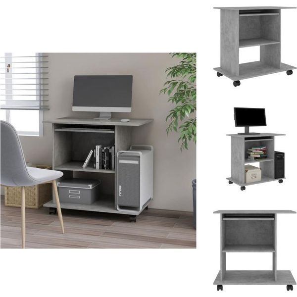 Vidaxl Scrivania Grigio Cemento 80X50X75 Cm In Legno - Scrivanie-image