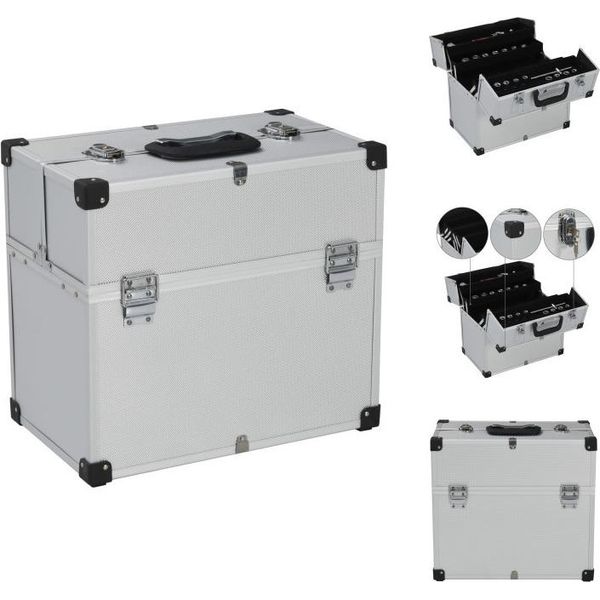 Vidaxl Cassetta Porta Attrezzi 38X22,5X34 Cm Alluminio Argento - Cassette Porta Attrezzi-image