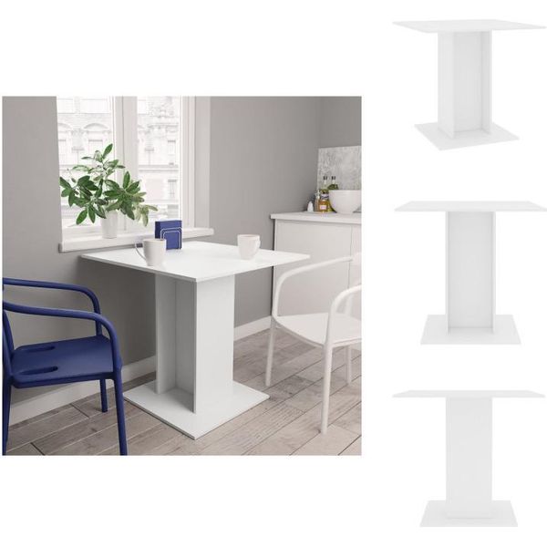 Vidaxl Tavolo Da Pranzo Bianco 80X80X75 Cm In Legno - Tavoli Da Pranzo-image