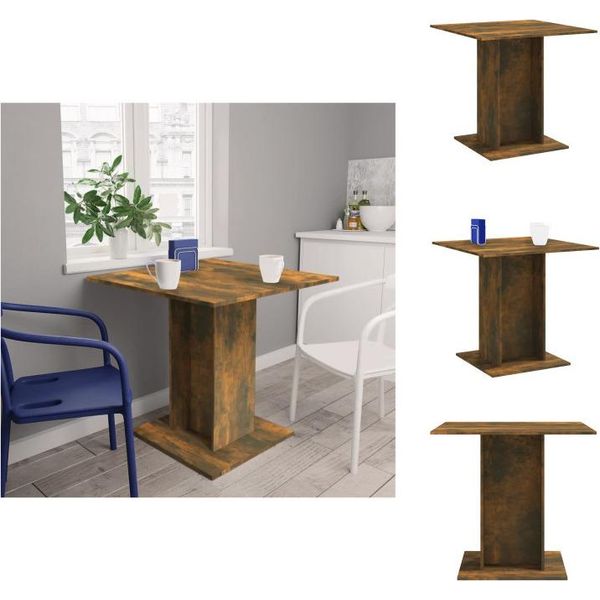 Vidaxl Tavolo Da Pranzo In Rovere Fumé 80X80X75 Cm Materiale A Base Di Legno - Tavoli Da Pranzo-image
