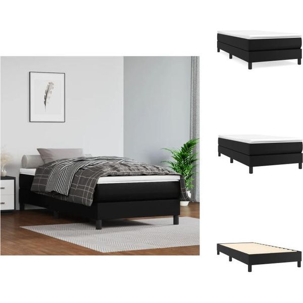 Vidaxl Letto A Molle Insacchettate Nero 100X200 Cm In Pelle Finta - Letti E Strutture Letto-image